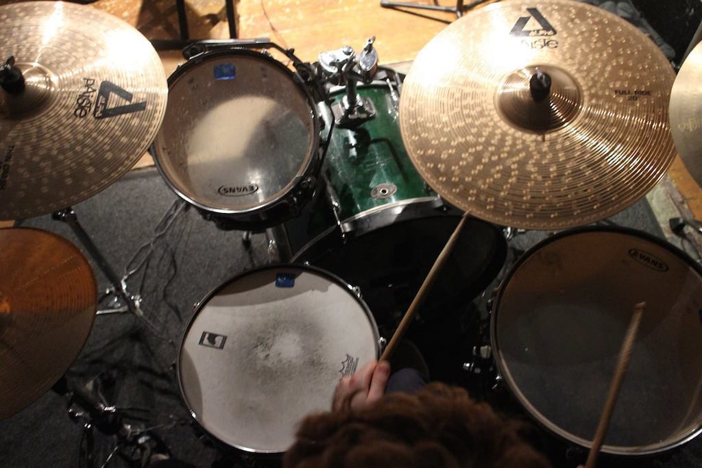 Drum performance captured by sound engineer Joe Dudding