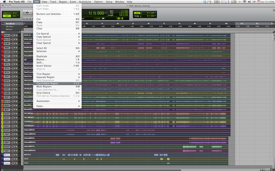 Online Mixing - Consolidate Region - Pro Tools